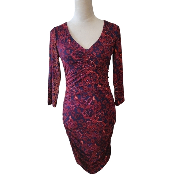 Moulinette Soeurs by Anthropologie Floral Print Ruched Fitted Dress Size Small - Picture 2 of 6